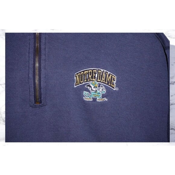 Vintage Notre Dame Pro Player Quarter Zip Sweatshirt – Size Medium Classic navy - Picture 2 of 16